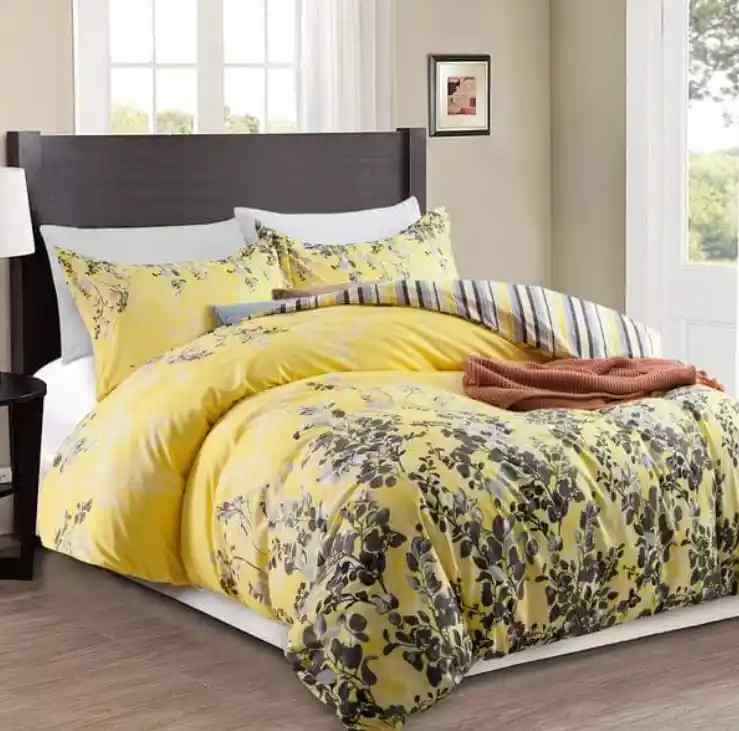 Ochre Blossom Soft Satin Bedsheet (Yellow)