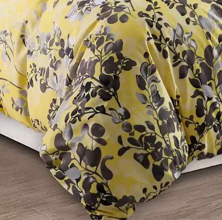 Ochre Blossom Soft Satin Bedsheet (Yellow)
