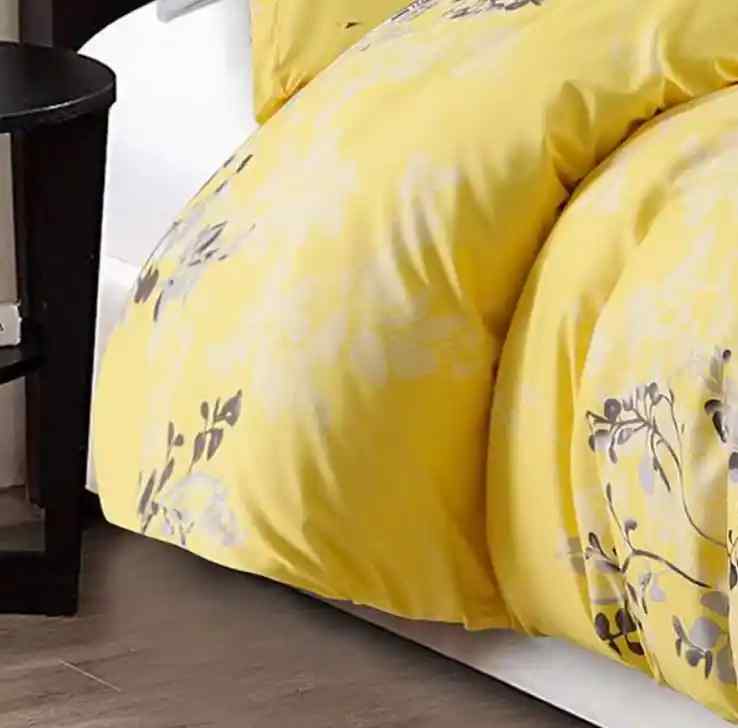 Ochre Blossom Yellow Cotton Satin Duvet Cover Set