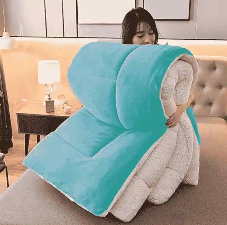 Teal Quilted Fleece Sherpa Comforter