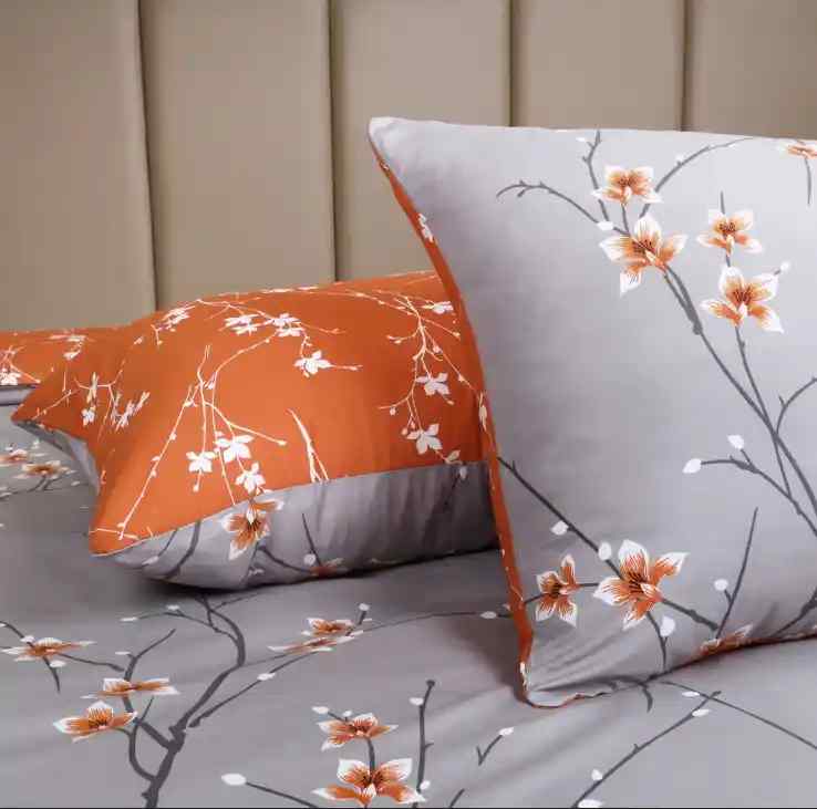 Rust Flower Soft Satin Duvet Covers