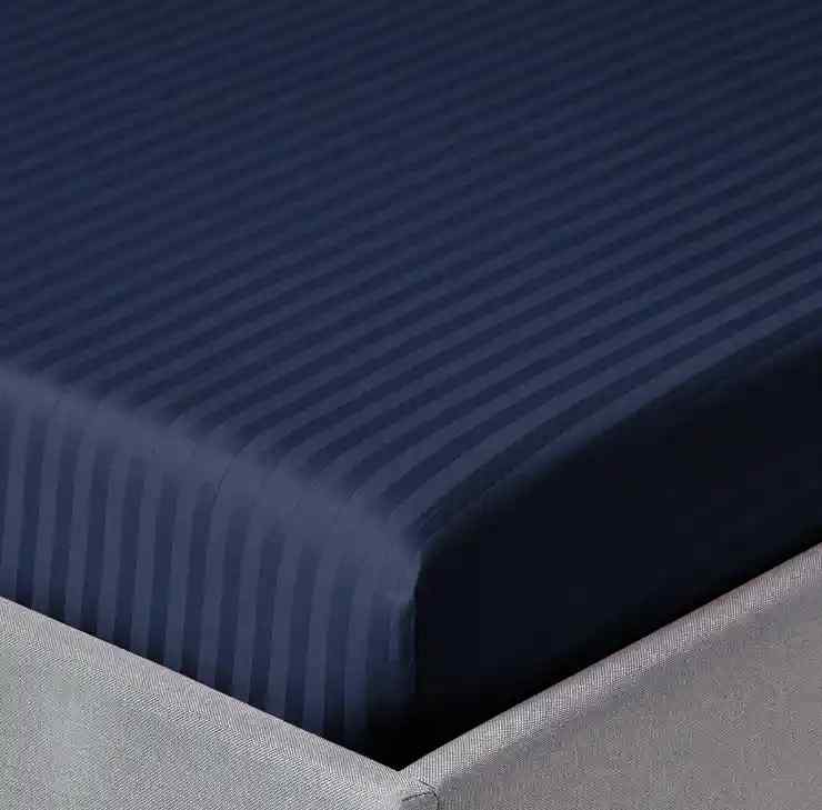 3 Pcs Stripe Fitted Sheet Set-Navy
