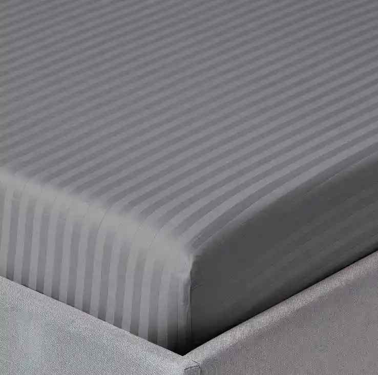 3 Pcs Stripe Fitted Sheet Set-Grey