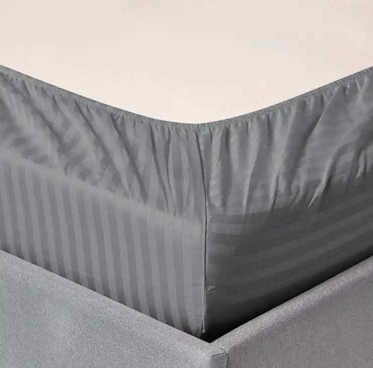 3 Pcs Stripe Fitted Sheet Set-Grey