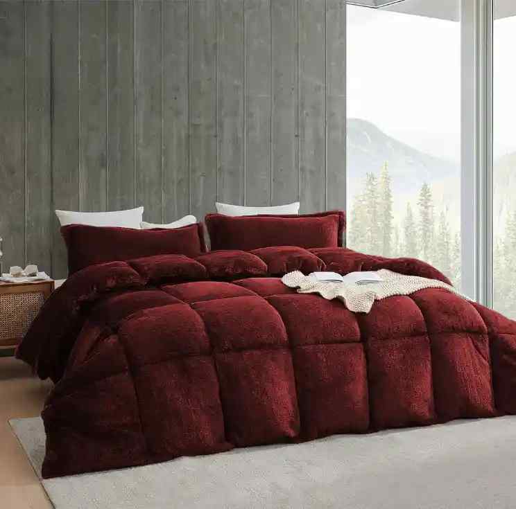 Burgundy Quilted Fleece Razai