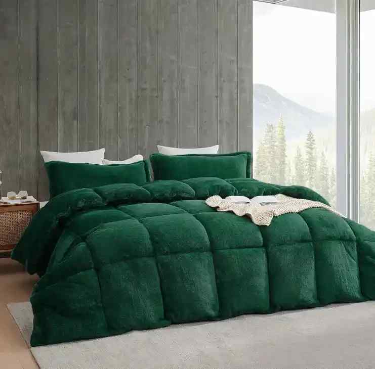 Green Quilted Fleece Razai