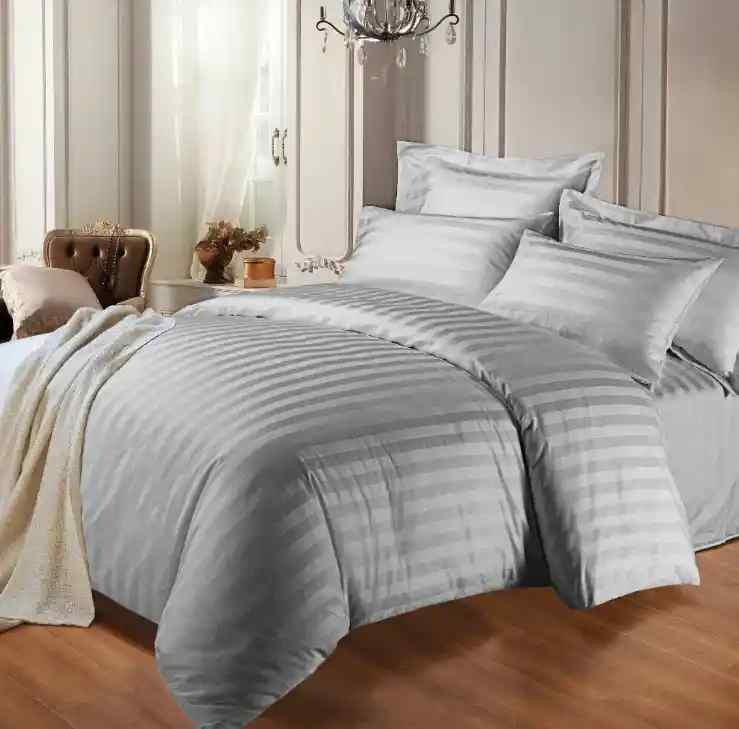 Luxury Stripe Duvet Cover Set- Gray