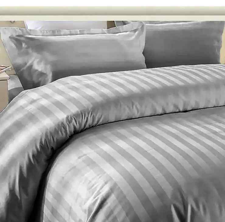 Gray Embossed Luxury Stripe Bedsheet