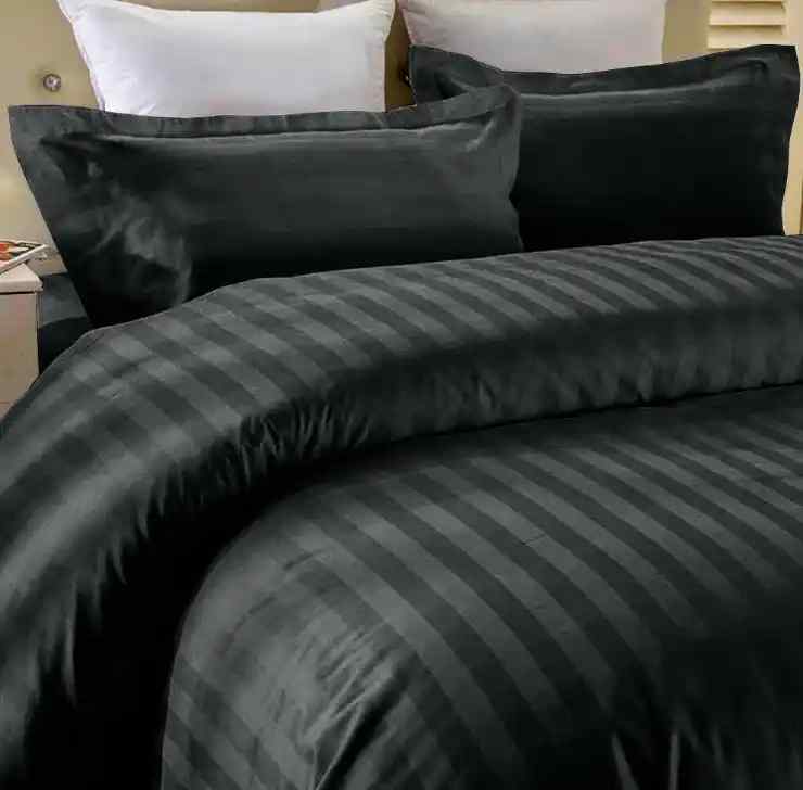 Black Embossed Luxury Stripe Bedsheet