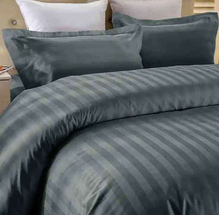 Charcoal Embossed Luxury Stripe Bedsheet