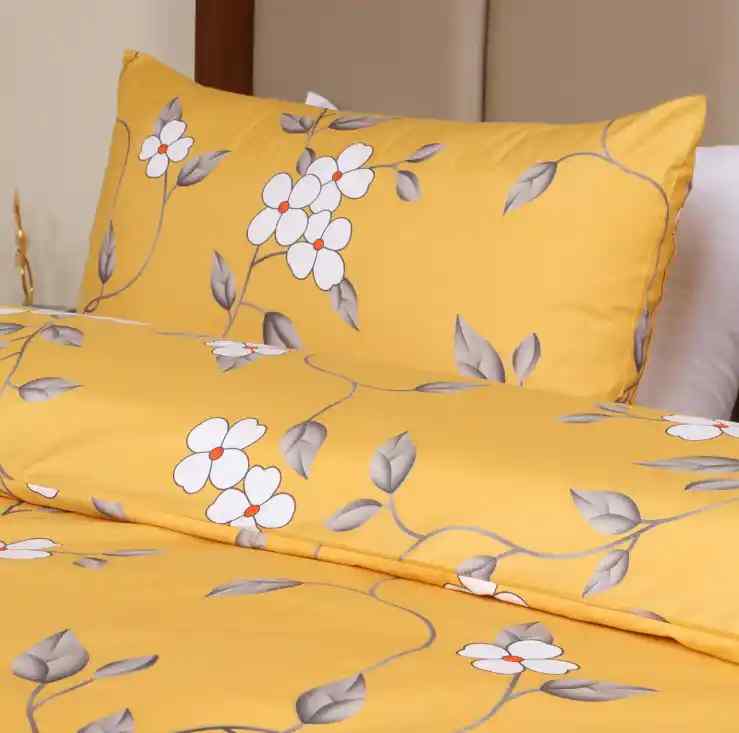 Ochre Flower Soft Satin Bedsheet