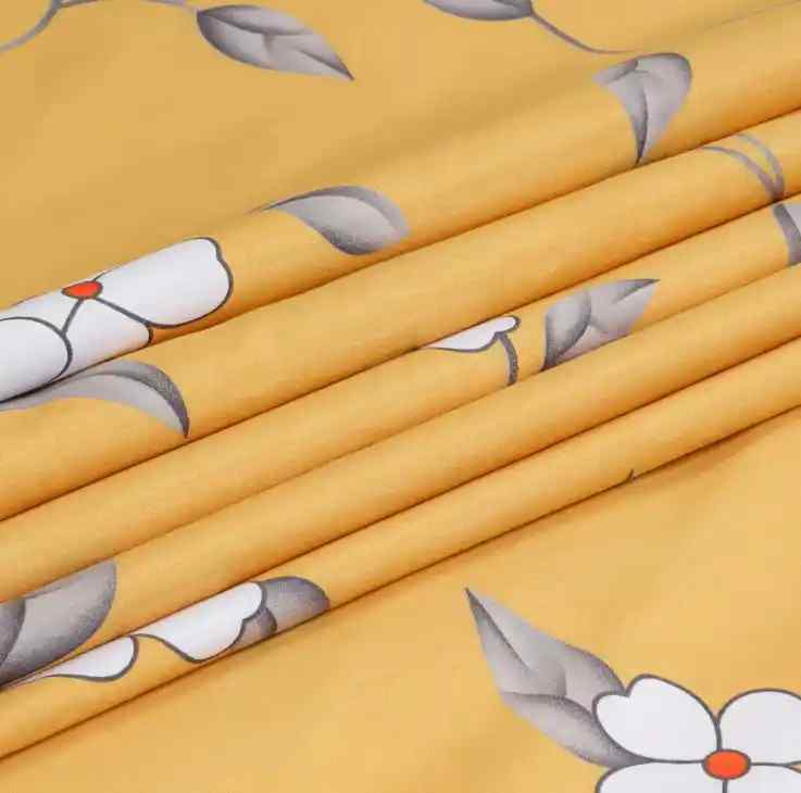 Ochre Flower Soft Satin Duvet Cover