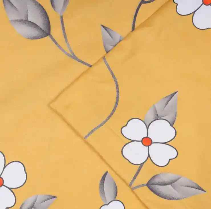 Ochre Flower Soft Satin Bedsheet
