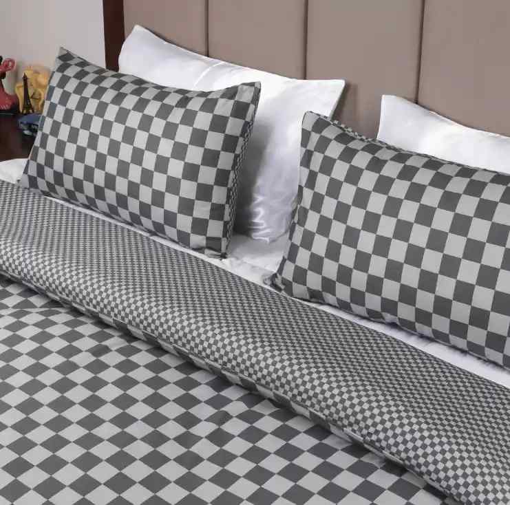 Chess Design Cotton Satin Duvet Cover Set