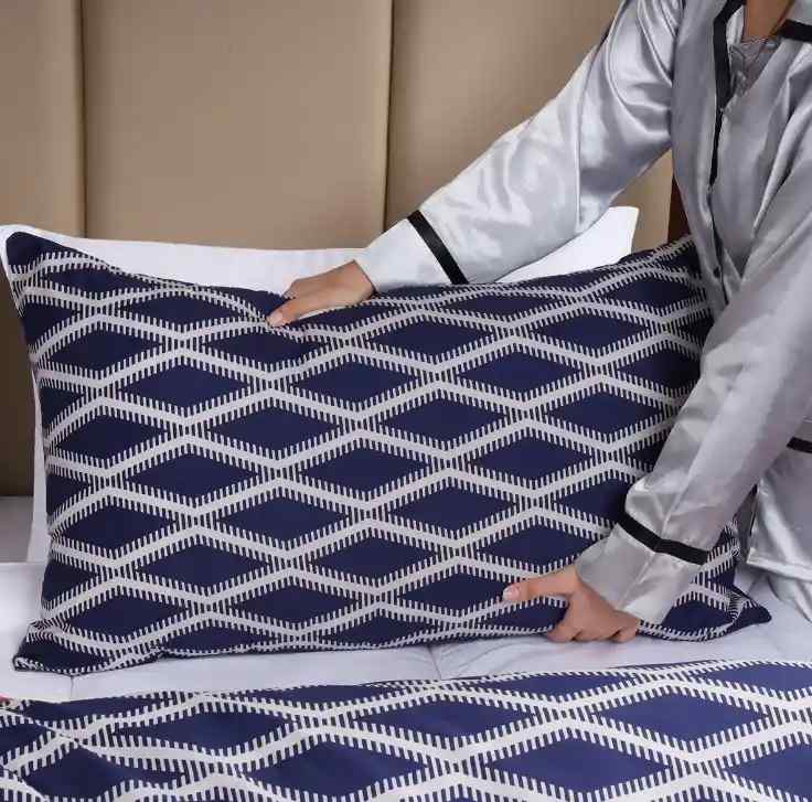 Navy Check Design Soft Satin Bedsheet