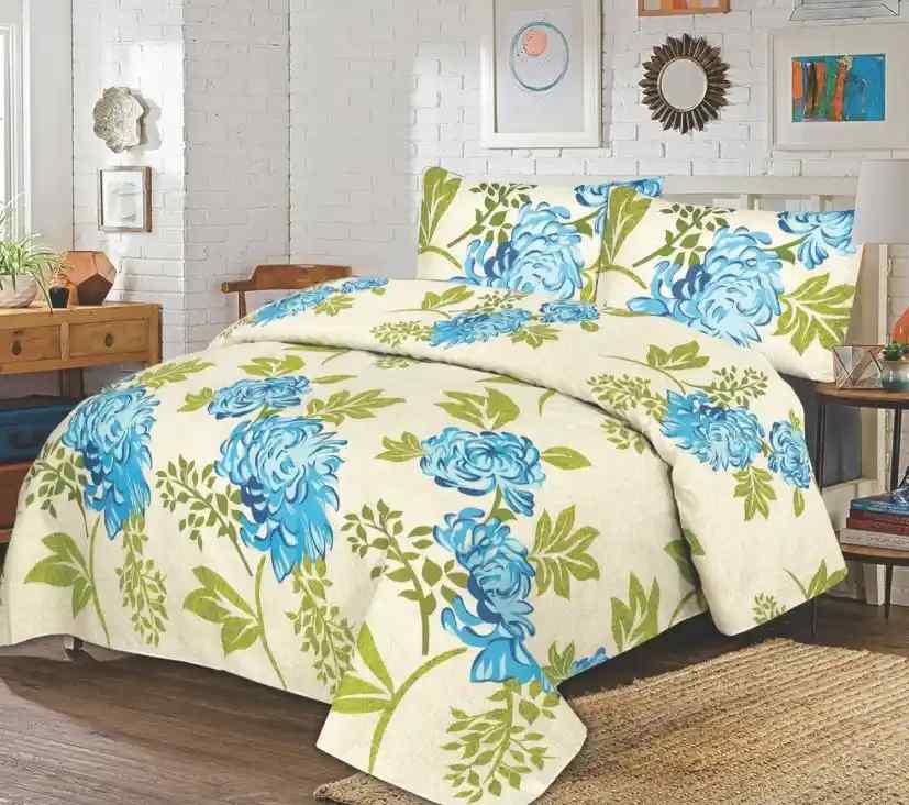 Euro Green Soft Satin floral Bedsheet