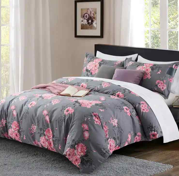 Bouquet Design Cotton Satin Duvet Cover Set