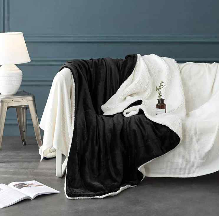 Black Fluffy Sherpa Blanket