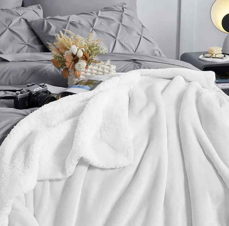 White Fluffy Sherpa Blanket
