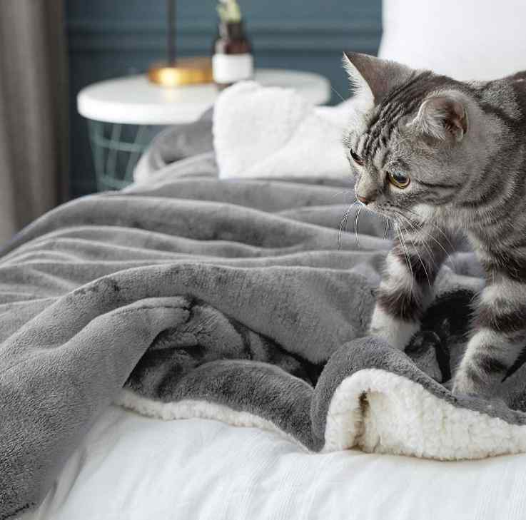 Gray Fluffy Sherpa Blanket