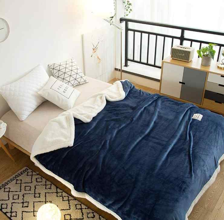 Hash Blue Fluffy Sherpa Blanket