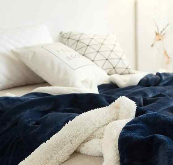 Hash Blue Fluffy Sherpa Blanket