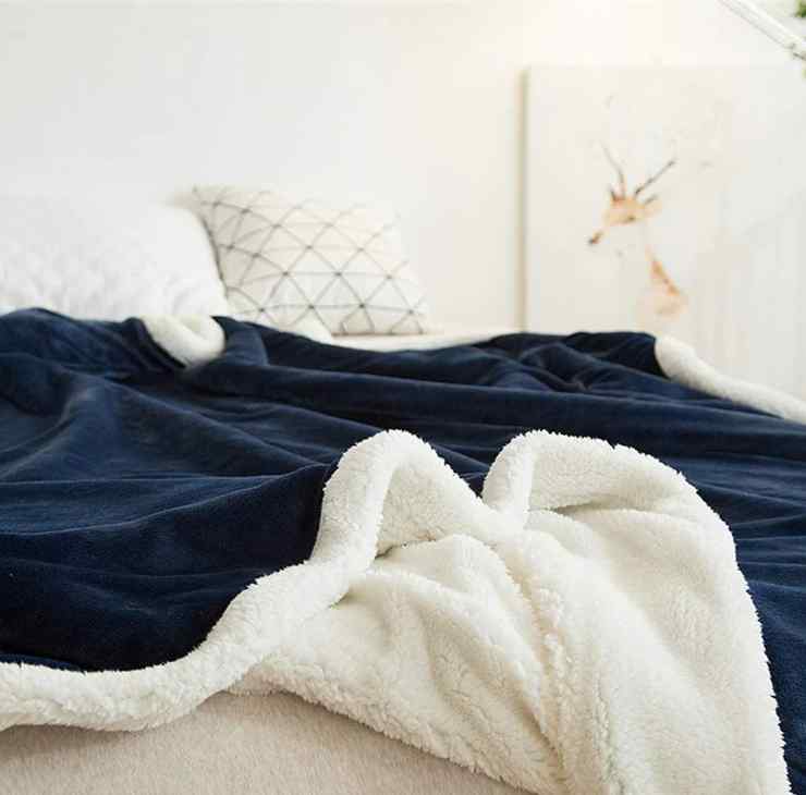 Hash Blue Fluffy Sherpa Blanket