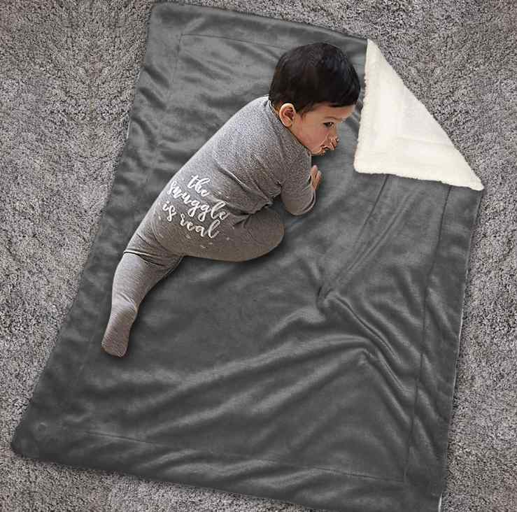 Charcoal Fluffy Sherpa Blanket