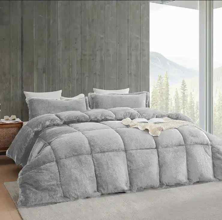Silver Quilted Fleece Razai