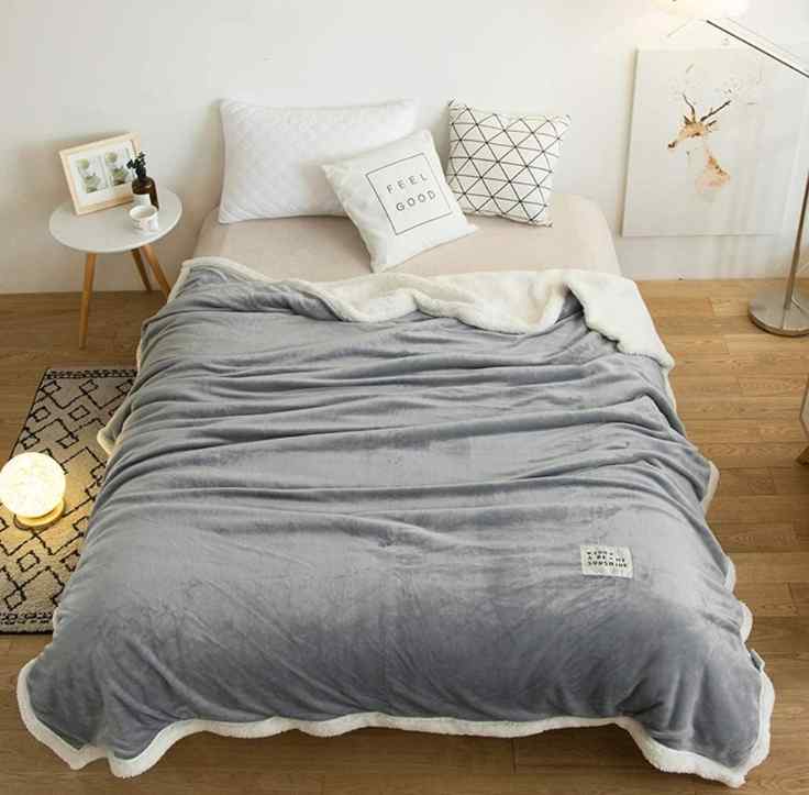 Gray Fluffy Sherpa Blanket