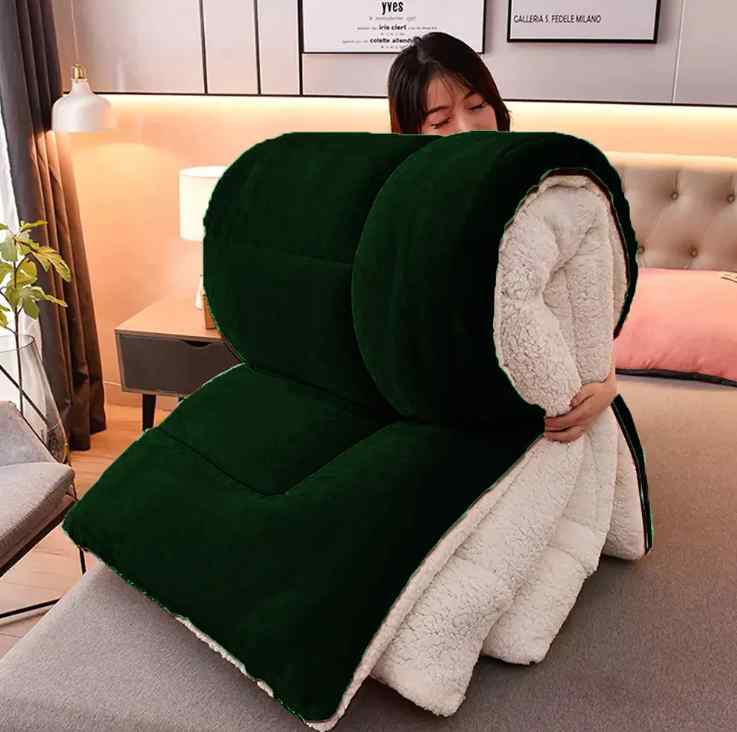 Green Quilted Fleece Sherpa Comforter