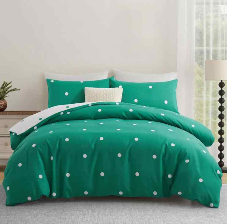 Green Dotted Soft Satin Bedsheet