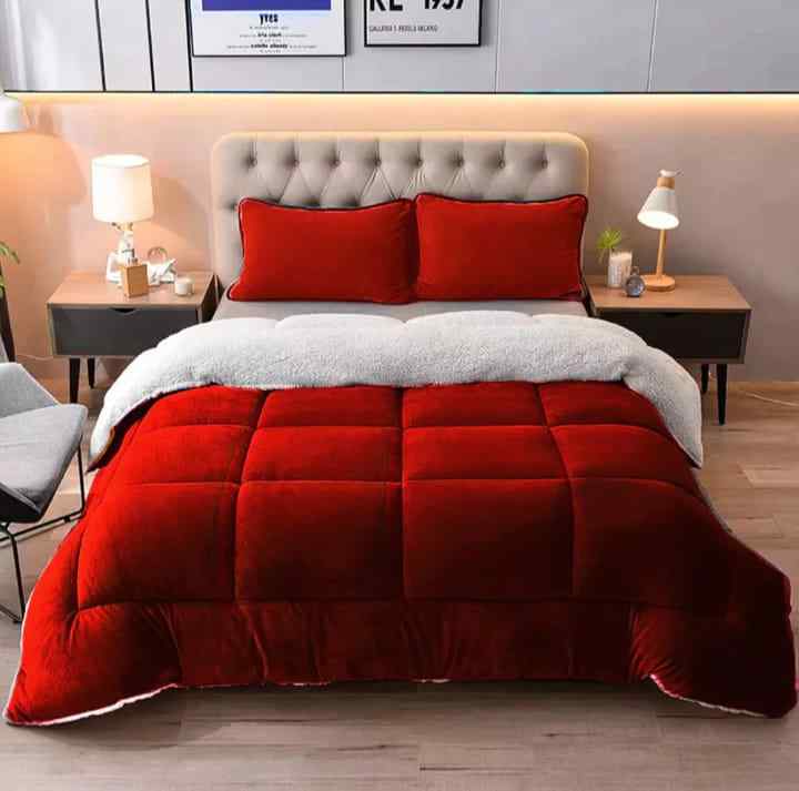 Burgundy Quilted Fleece Sherpa Comforter
