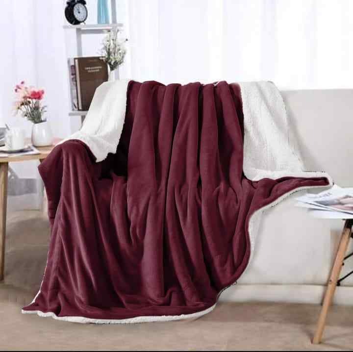 Burgundy Sherpa Throw Blanket
