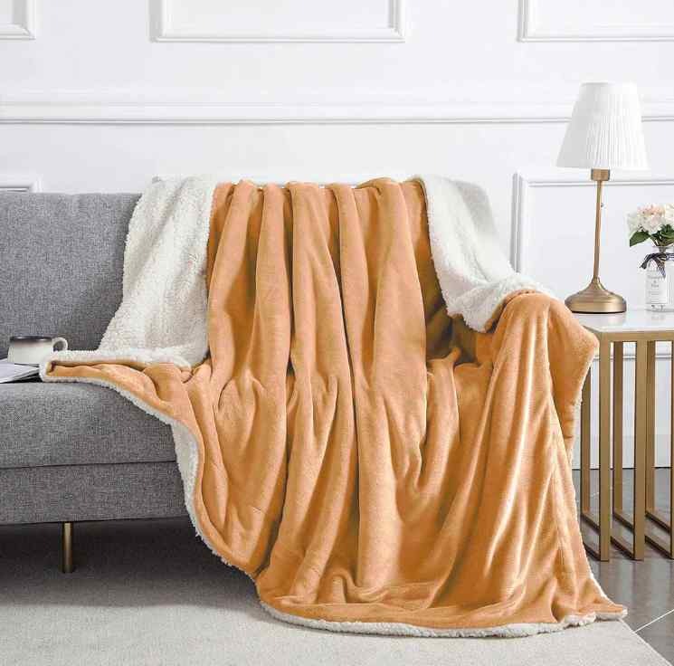 Camel Sherpa Throw Blanket