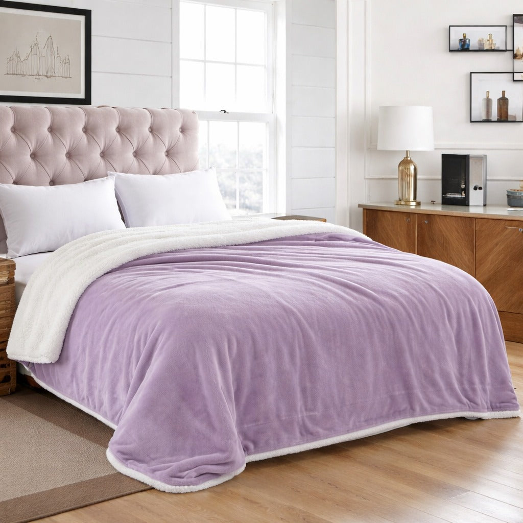 Lavender Sherpa Throw Blanket