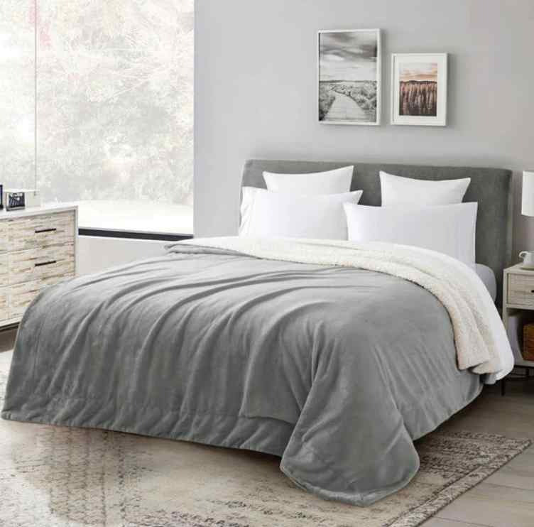 Silver Sherpa Throw Blanket