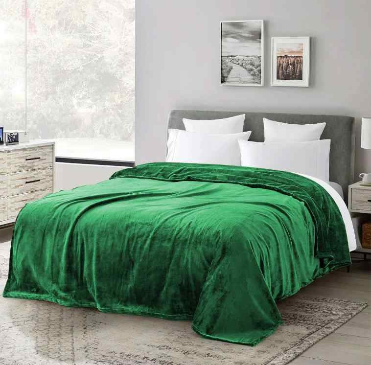 Green Sherpa Throw Blanket