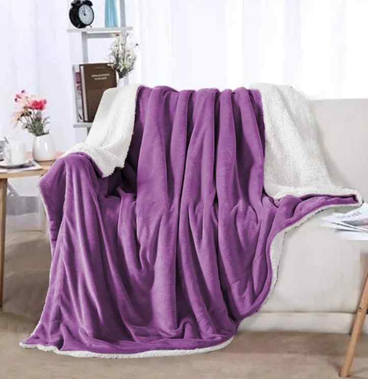 Plum Sherpa Throw Blanket