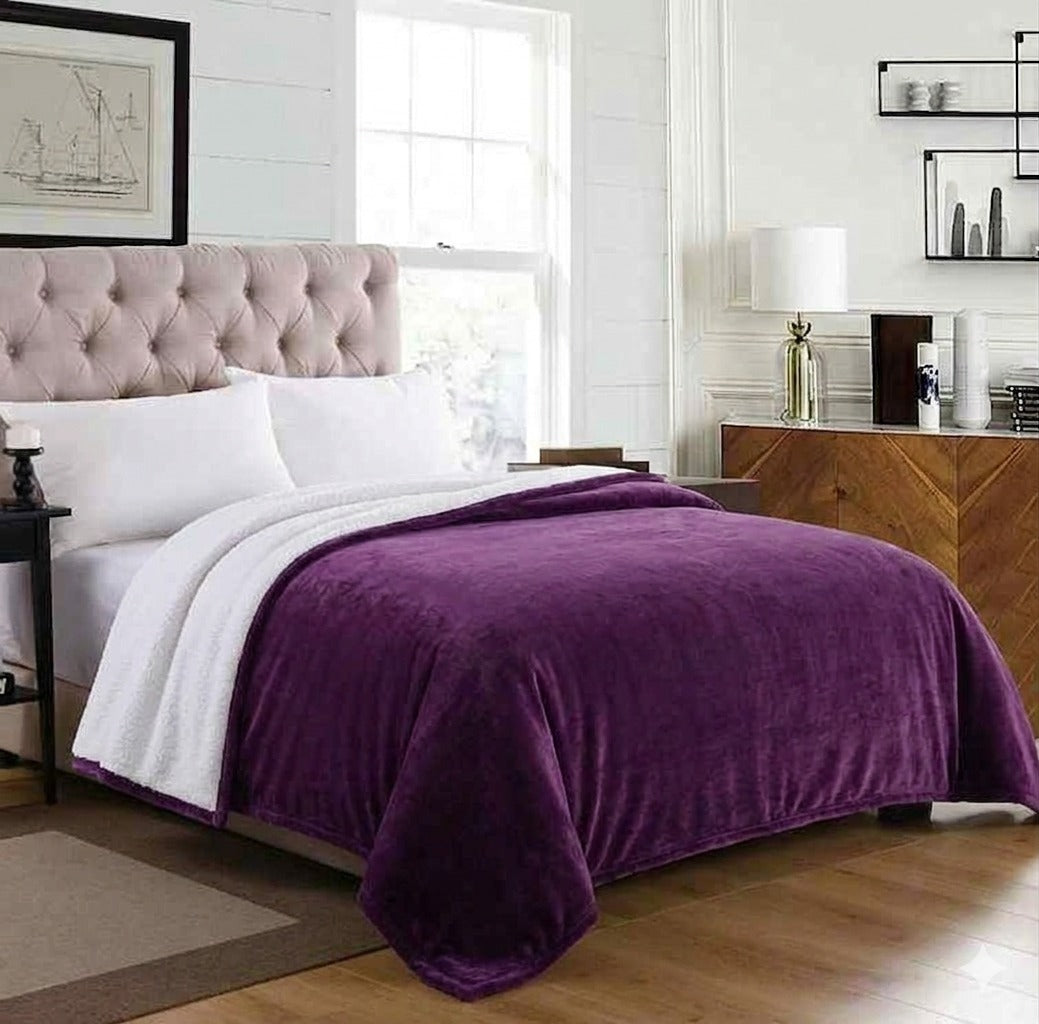 Plum Sherpa Throw Blanket