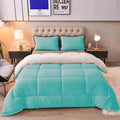 Teal Quilted Fleece Sherpa Comforter
