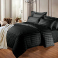 Luxury Stripe Duvet Cover Set- Black