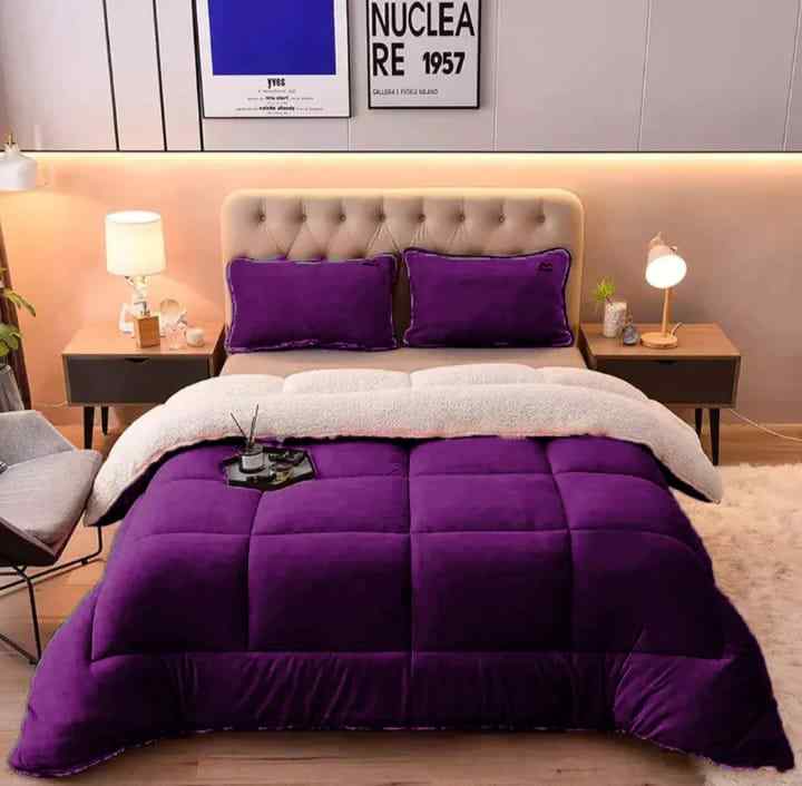 Plum Quilted Fleece Sherpa Comforter