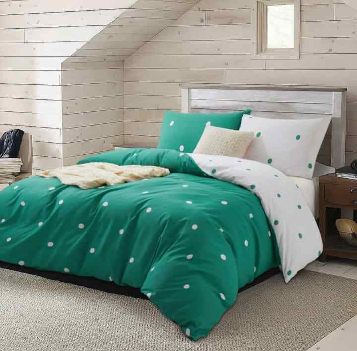 Green Dotted Soft Satin Bedsheet
