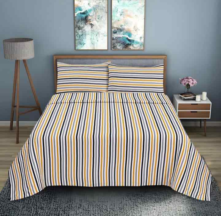 Ochre Stripe Soft Satin Bedsheet