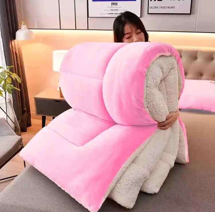 Pink Quilted Fleece Sherpa Comforter