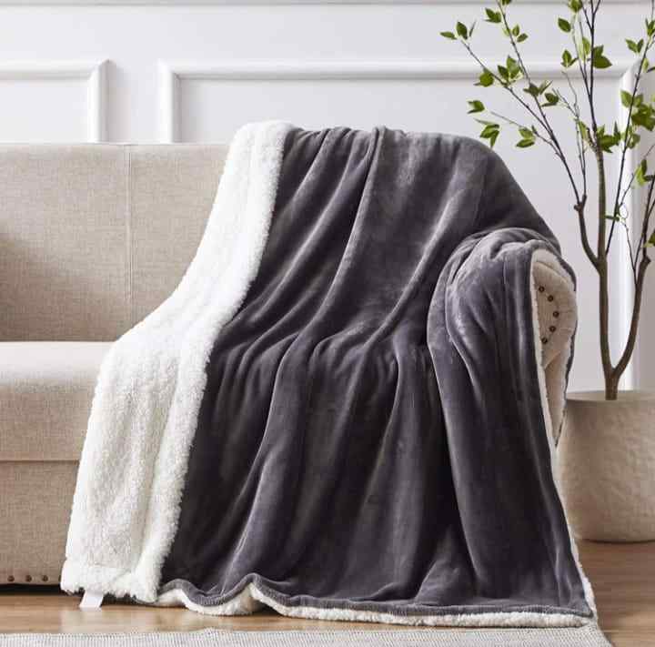 Charcoal Sherpa Throw Blanket