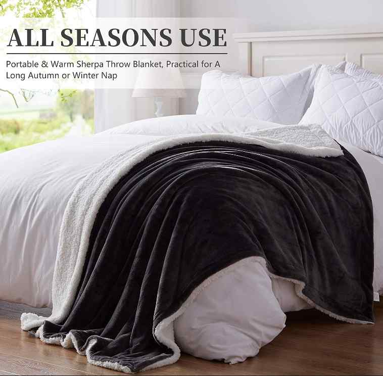 Charcoal Sherpa Throw Blanket