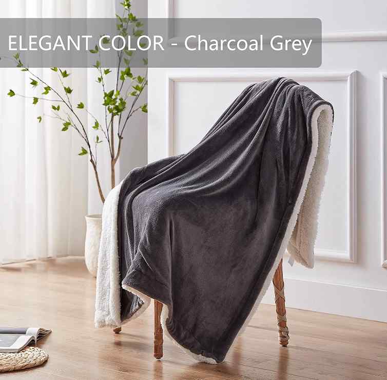 Charcoal Sherpa Throw Blanket