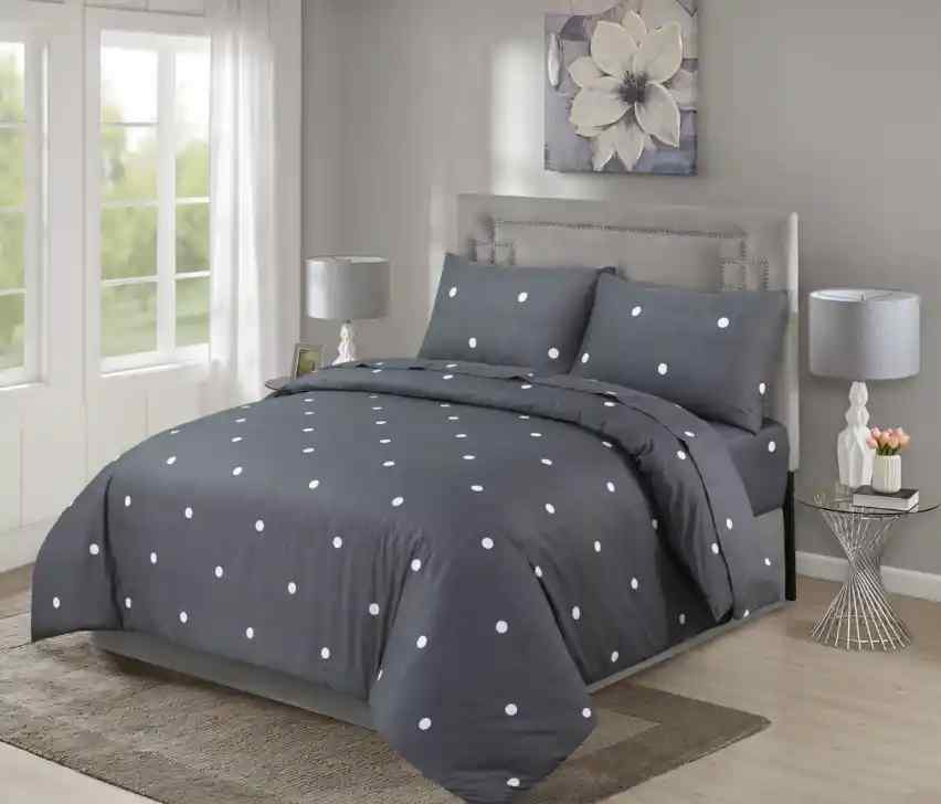 Grey Dotted Soft Satin Bedsheet